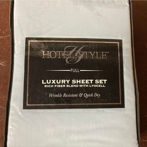 Hotel Style 500 Thread Count Tri-Blend with Lyocell Bed Full Sheet Blue - Picture 3 of 6
